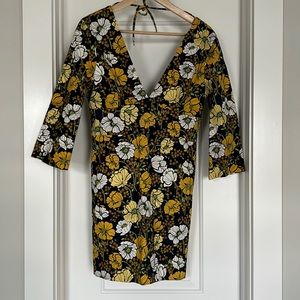 Zara Navy Floral Back Tie Dress